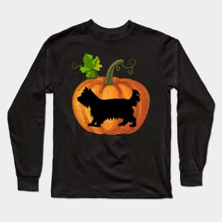 Yorkie in pumpkin Long Sleeve T-Shirt